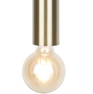 Suspension Cannes dorée, douille cylindrique en fer et ampoule E27 filament, câble textile noir