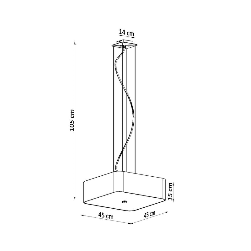 Dimensions Suspension Carrée Noire en Tissu 45 cm