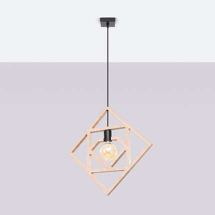suspension carrés emboîtés en bois naturel, vue en situation