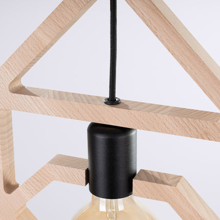suspension carrés emboîtés en bois naturel, détail de la matière