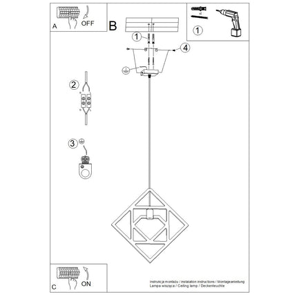 suspension carrés emboîtés en bois naturel, notice de montage