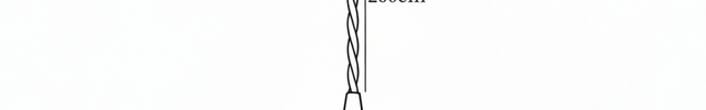 Schéma de cotes de la suspension en céramique, abat-jour 14 cm, hauteur 6 cm, câble 200 cm