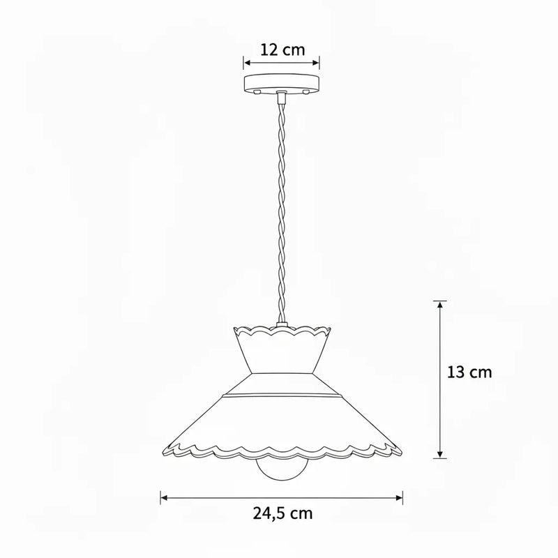 Dimensions Hand-Painted Vintage Wavy Ceramic Pendant Light