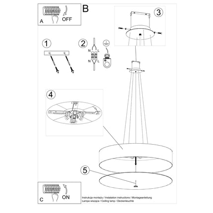 Notice de montage de la suspension tambour Cercle Plein 80 cm noire
