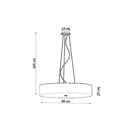 Schéma des dimensions de la suspension Cercle Plein 80 cm : diamètre 80 cm, hauteur 105 cm