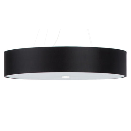 Détail du tambour noir et du diffuseur en verre de la suspension Cercle Plein 80 cm