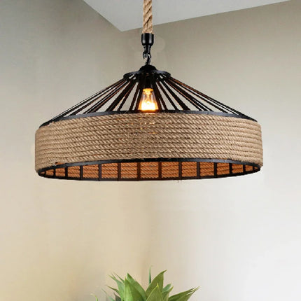 Suspension circulaire en corde bohème de 30 cm de diamètre