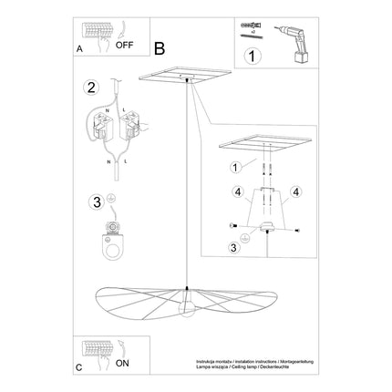 Instructions de montage de la suspension circulaire filaire noire 110 cm