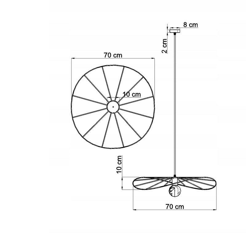 Dimensions Suspensión modular circular 70 negra