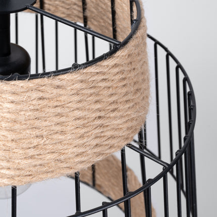 Schéma technique avec dimensions de la suspension cocon tissée en acier et corde