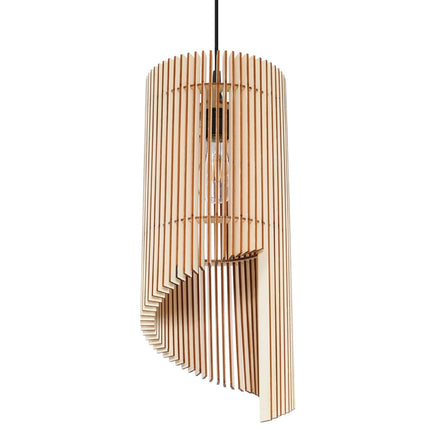 Suspension Colimaçon en Bois, abat-jour cylindrique à base en spirale