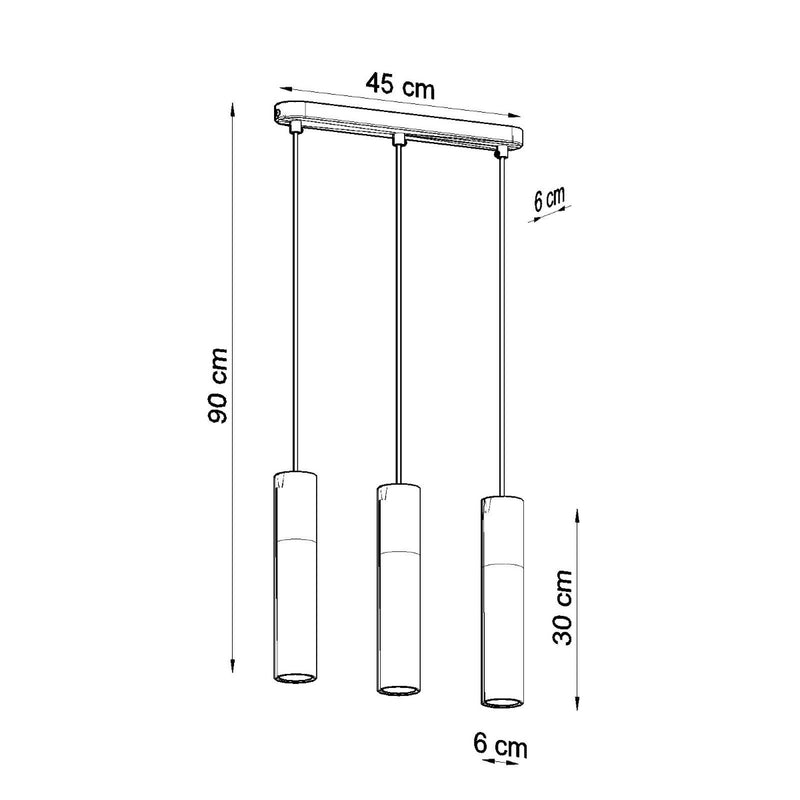 Dimensions Lámpara colgante de columna negra de 3 luces