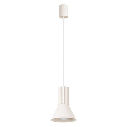 suspension cône à fût cannelé beige, packshot sur fond blanc