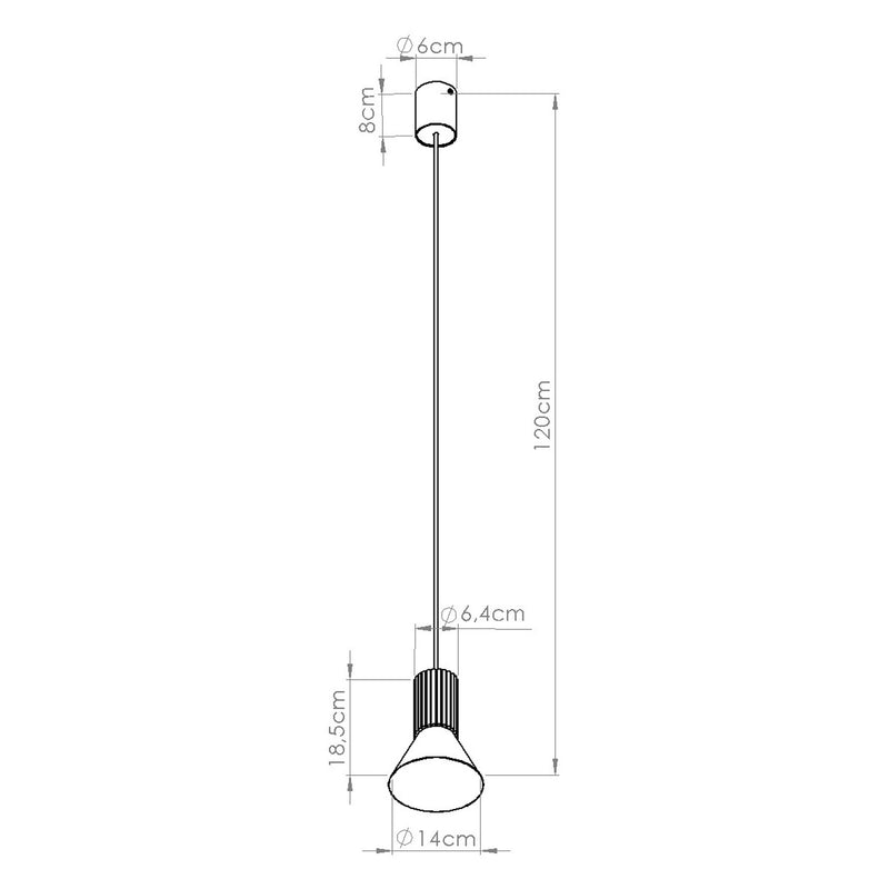 Dimensions Suspension Cône à Fût Cannelé Beige