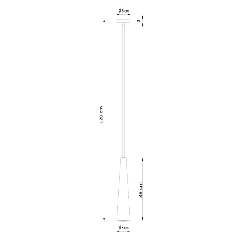 Dimensions Suspension Cône Bois Naturel, 1 Lumière, Culot GU10