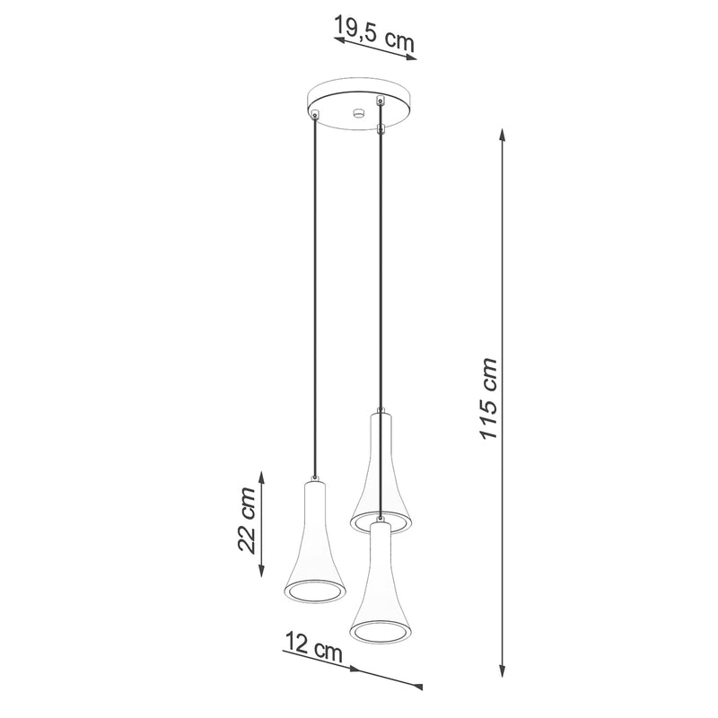 Dimensions Lámpara colgante minimalista de hormigón Cone 3P