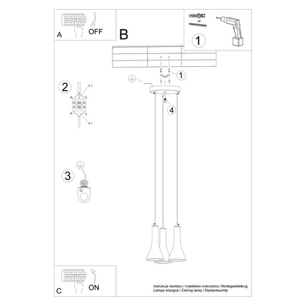 Instructions de montage de la Suspension Cône Minimaliste 3 en Cascade en Béton