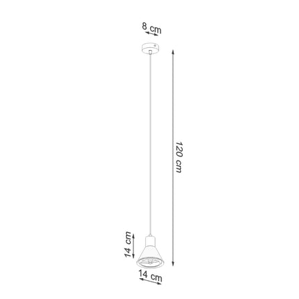 Gros plan sur l'abat-jour conique en acier blanc mat de la suspension, finition mate uniforme.