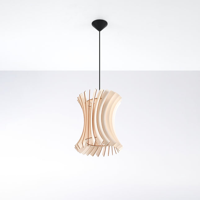 Suspension Courbe en Bois suspendue au plafond, éteinte