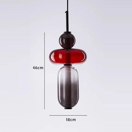 Suspension créative verre coloré empilé, composition graphique en verre