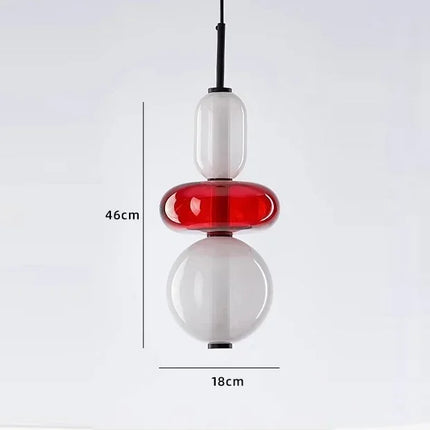 Suspension créative verre coloré empilé, détail des éléments empilés