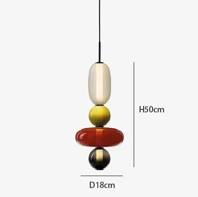 Suspension créative verre coloré empilé et sa structure métallique