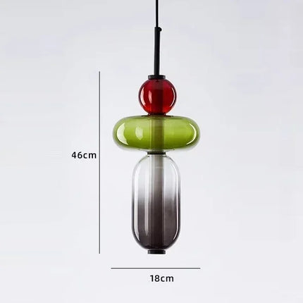 Suspension créative verre coloré empilé aux tons chaleureux