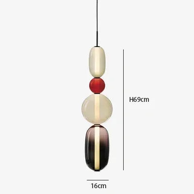 Suspension créative verre coloré empilé vue rapprochée