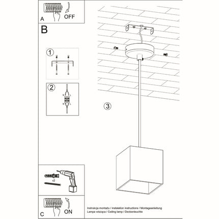 Suspension cube noire créant une ambiance graphique