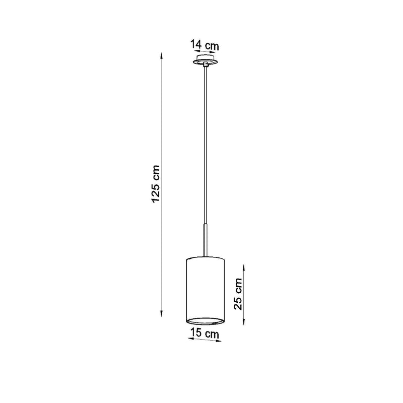 Dimensions Suspension Cylindre en Tissu Blanche 15 cm