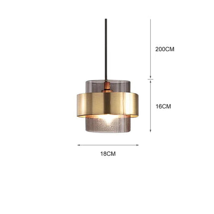 Schéma des dimensions de la suspension cylindre fumée, 18 cm de large sur 16 cm
