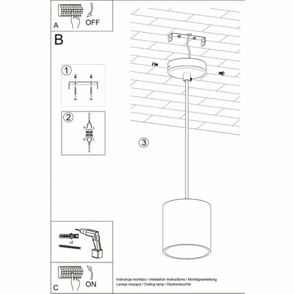 Suspension cylindrique noire créant une ambiance graphique