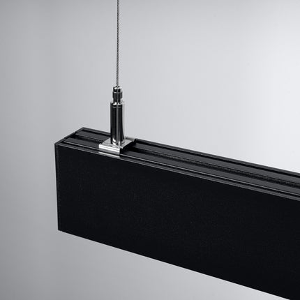 Macro du profil noir mat ultra-fin de la Suspension Design Poutre