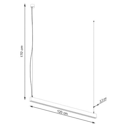 Schéma des dimensions de la Suspension Design Poutre : 120 cm de long
