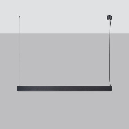 Suspension Design Poutre 120 cm noire, fine poutre linéaire en aluminium noir mat, vue studio