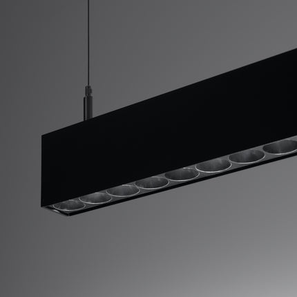 Suspension Design Poutre noire vue en angle, profil ultra-fin en aluminium