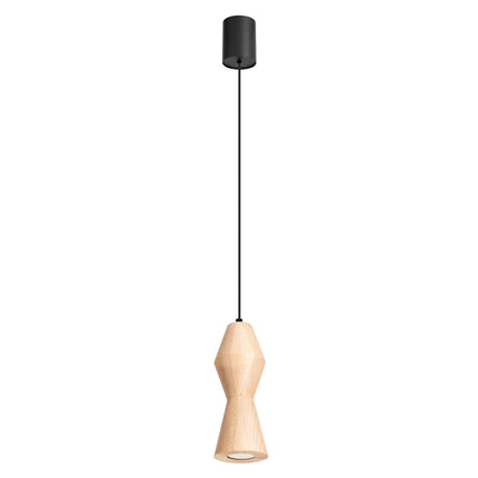 Suspension diabolo en bois de hêtre ronde de 26 cm sur fond blanc