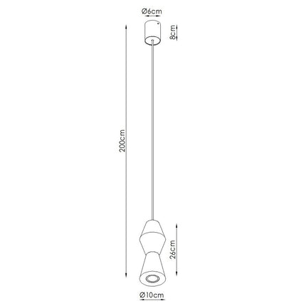 Schéma de cotes de la suspension en bois de hêtre ronde de 26 cm