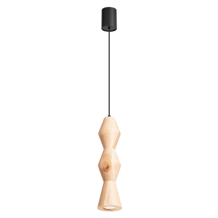 Suspension diabolo en bois de hêtre ronde de 41 cm sur fond blanc