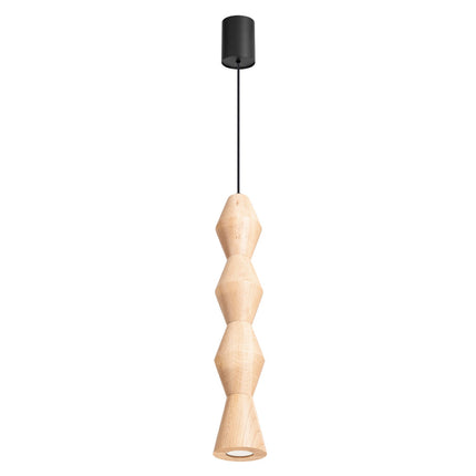 Suspension diabolo en bois de hêtre ronde de 56 cm sur fond blanc