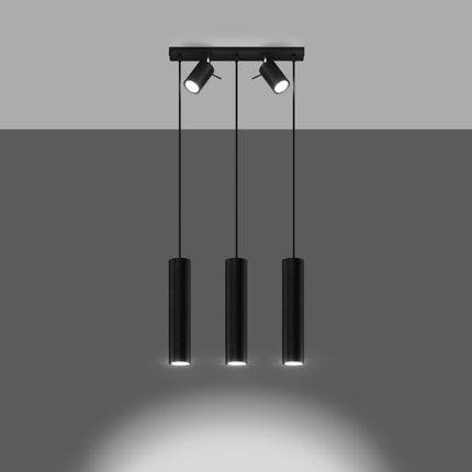 Détail de l'embase rectangulaire au plafond de la suspension directionnelle noire