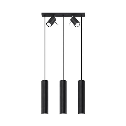 Suspension Directionnelle 3 Spots LED en acier noir, vue de face sur fond neutre