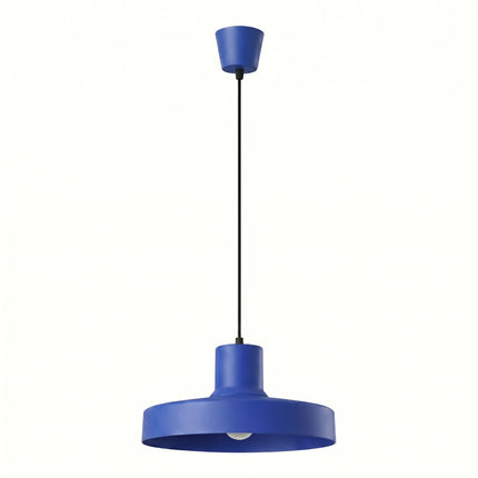 suspension dôme atelier bleu outremer en acier, packshot sur fond blanc