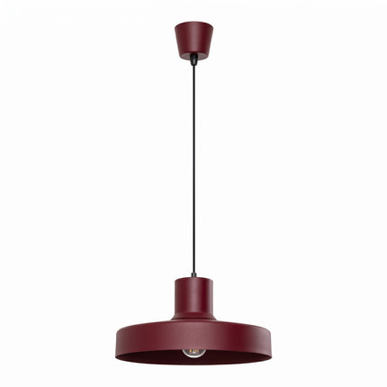 suspension dôme atelier bordeaux en acier, packshot sur fond blanc
