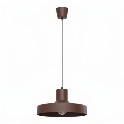 suspension dôme atelier brun chocolat en acier, packshot sur fond blanc