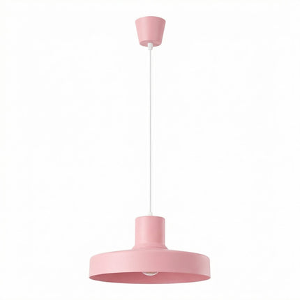 suspension dôme atelier rose poudré en acier, packshot sur fond blanc