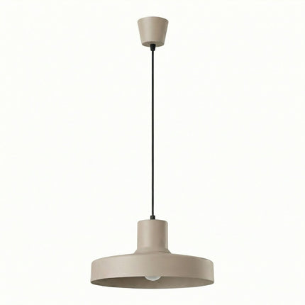 suspension dôme atelier taupe en acier, packshot sur fond blanc