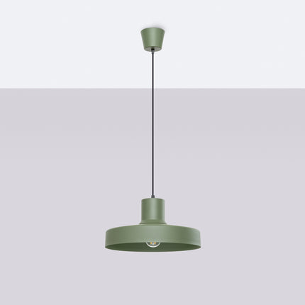 suspension dôme atelier vert olive en acier, vue en situation