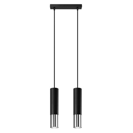 Suspension à deux tubes noir mat et chrome vue de face sur fond clair