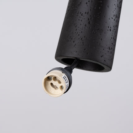 Suspension Electra en Béton Noir, détail du câble textile